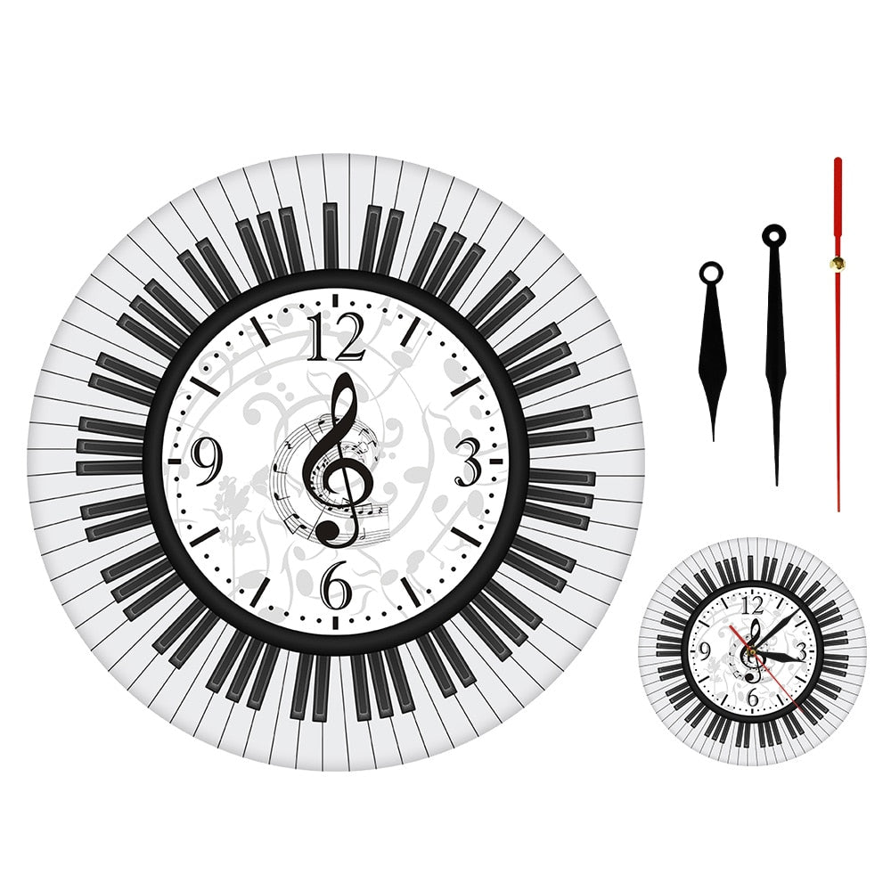 Piano Key Treble Clef Wall Clock