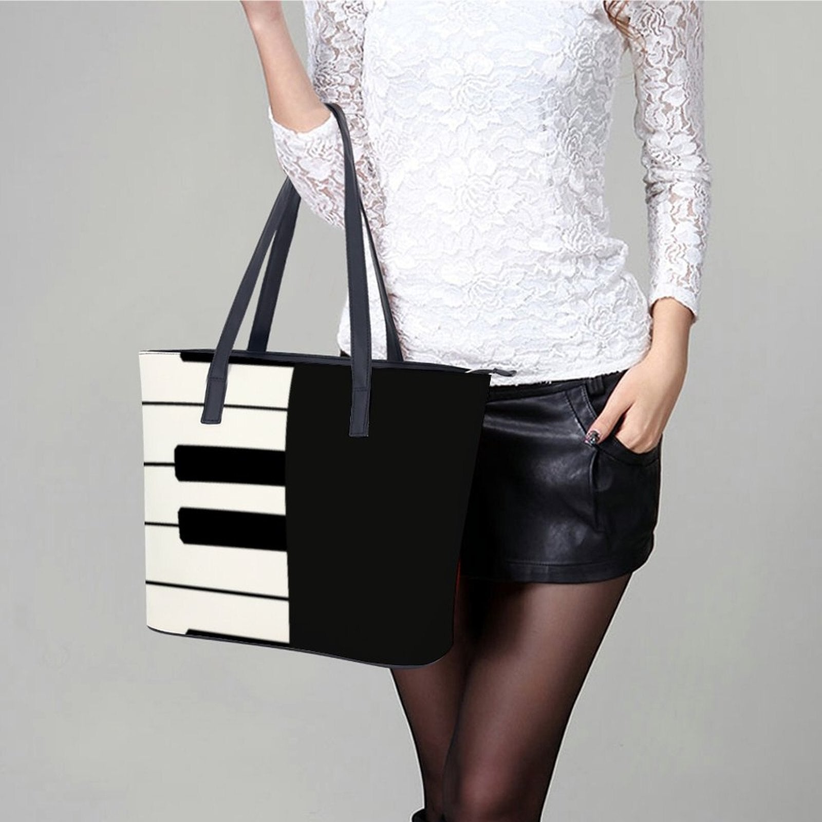 Piano Keys Black and White Handbag