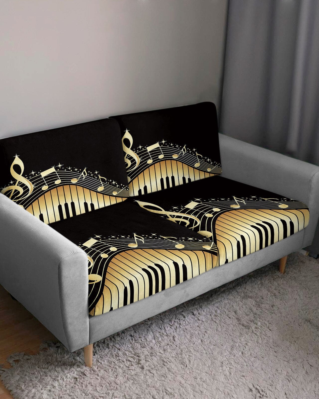 Piano Key Sofa Cushion Cover