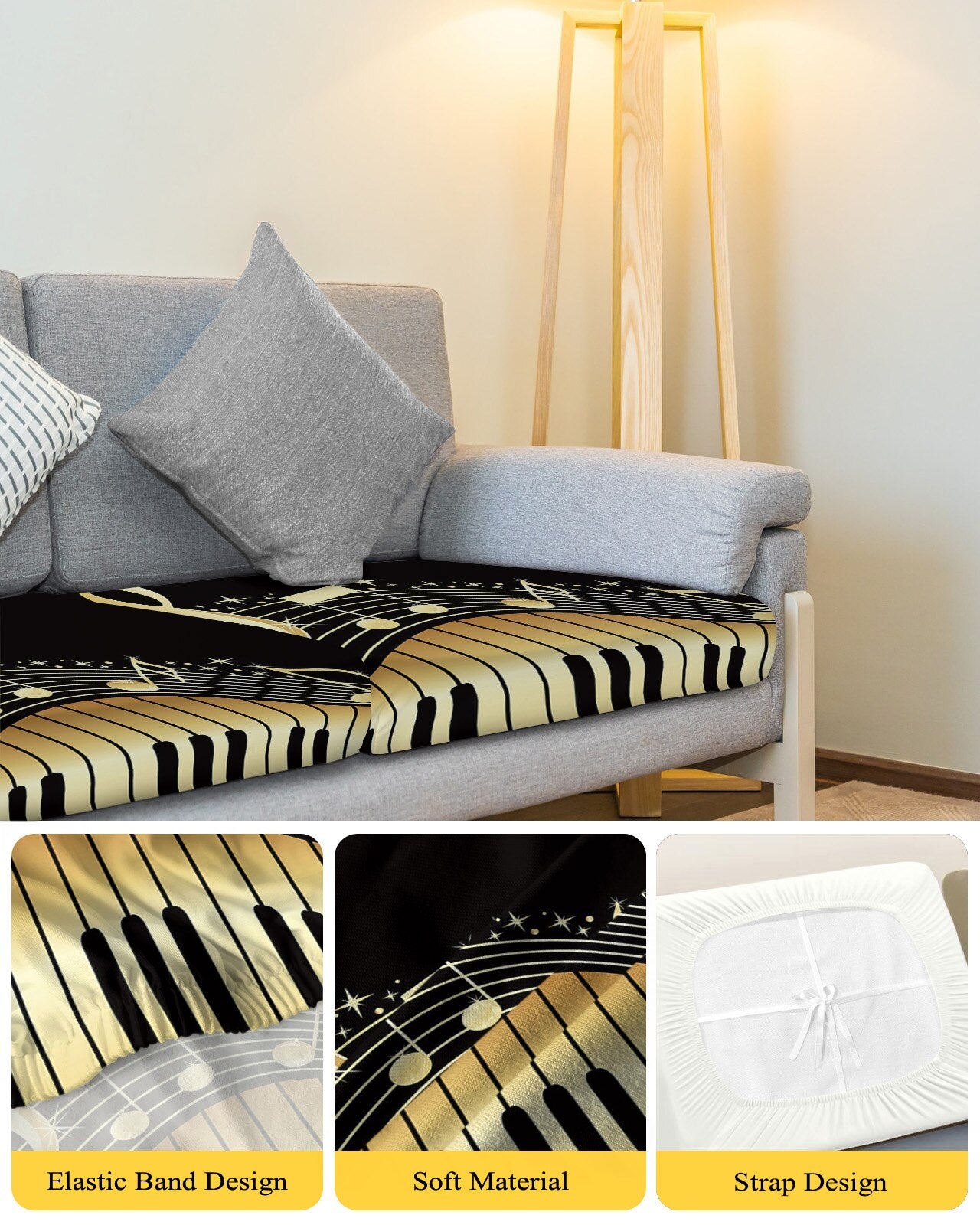 Piano Key Sofa Cushion Cover