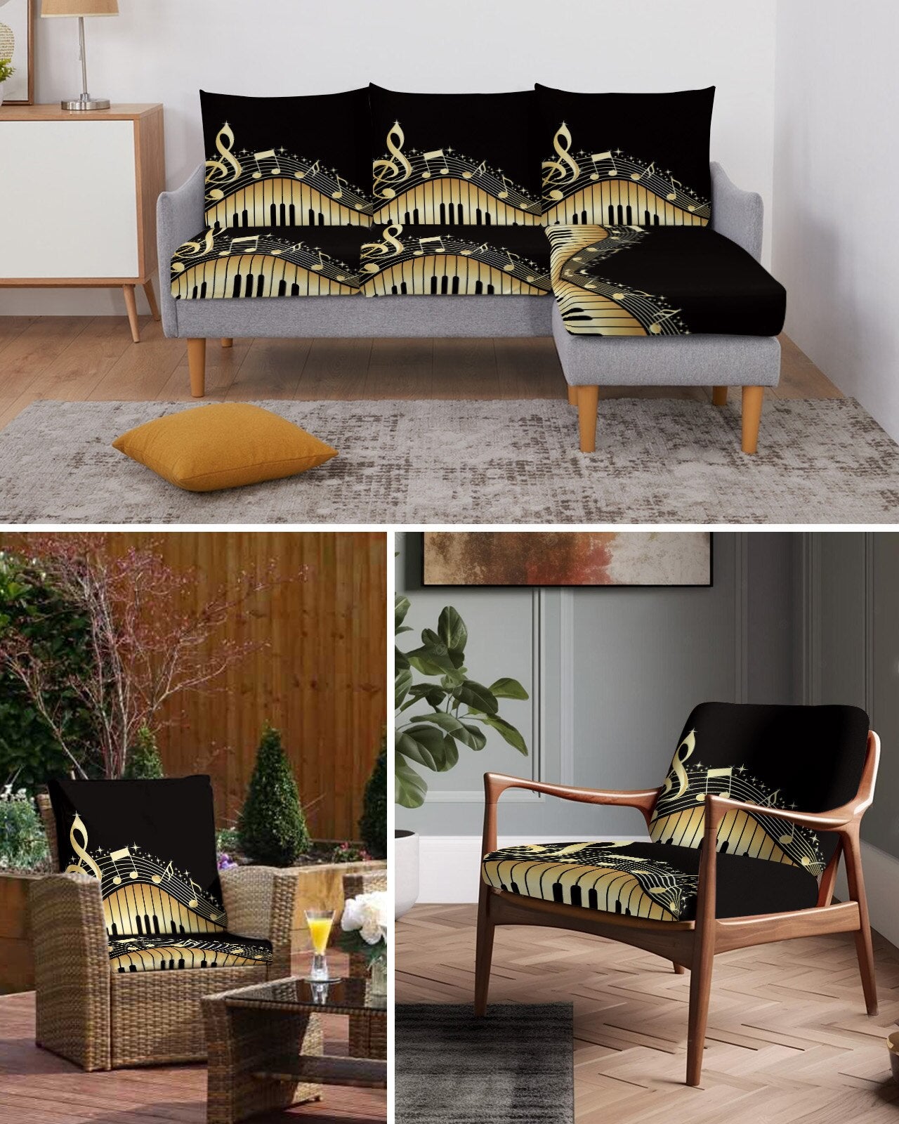 Piano Key Sofa Cushion Cover