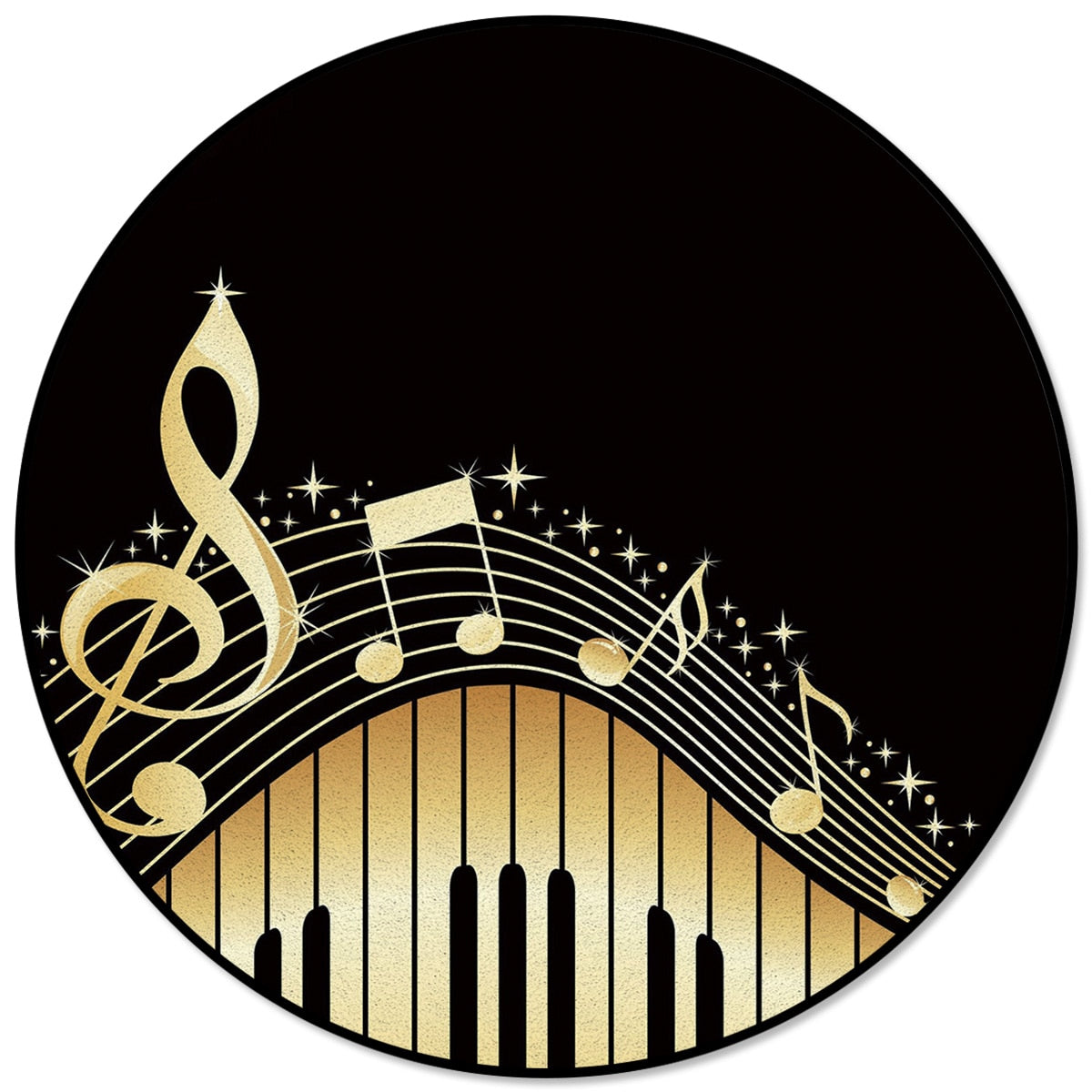 Piano Notes Printed Round Carpet