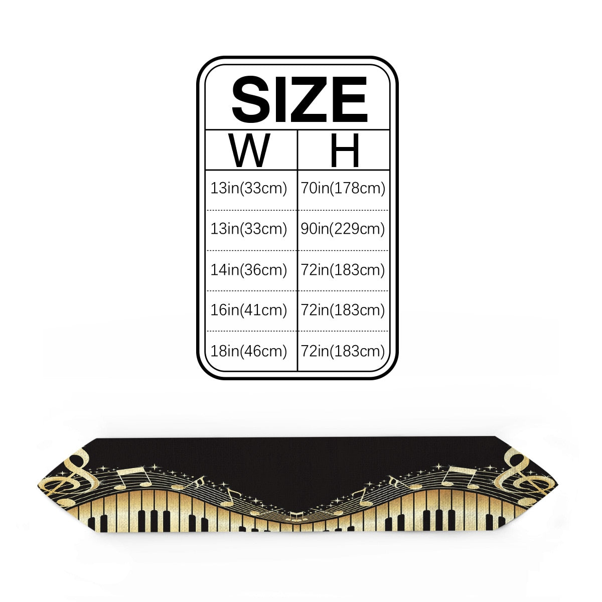 Piano Keys Note Music Table Runner