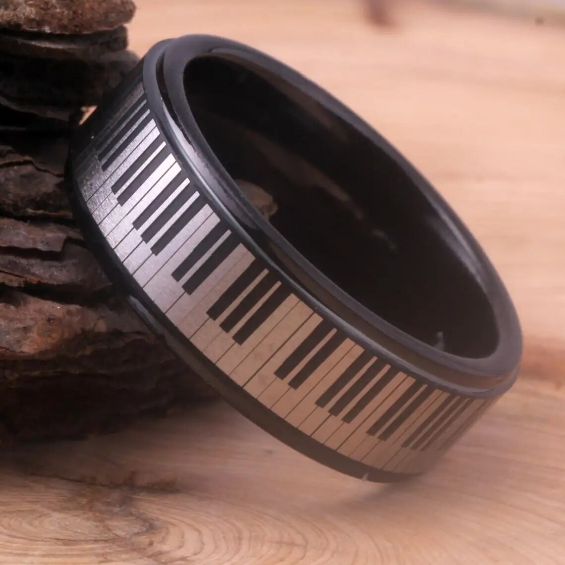 Black Piano Key Ring