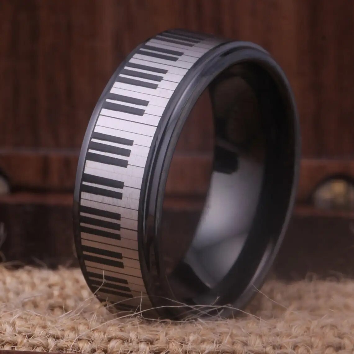 Black Piano Key Ring