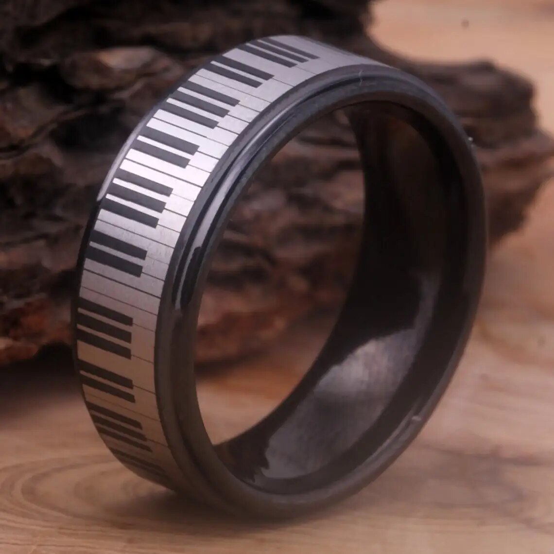 Black Piano Key Ring