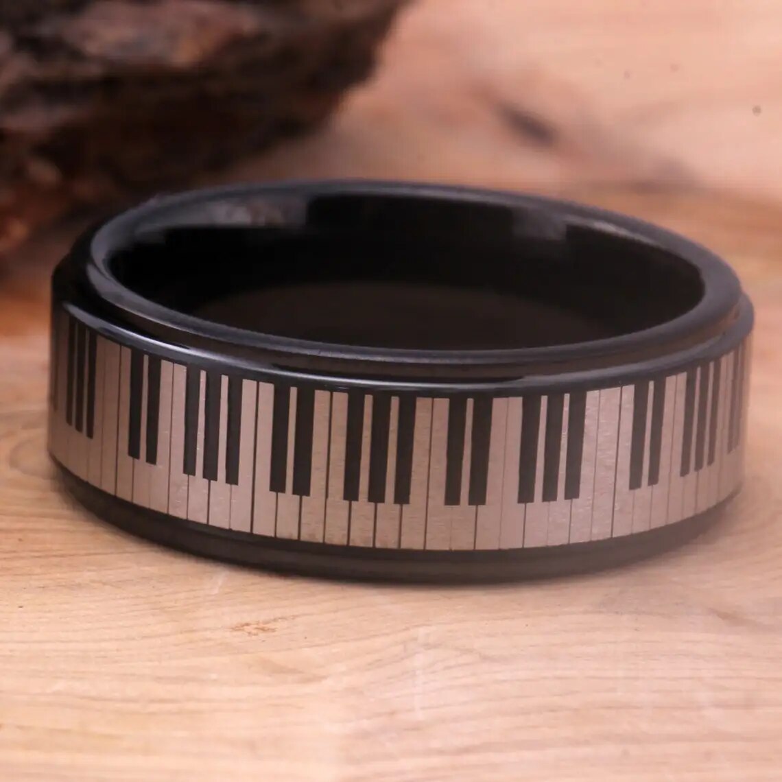 Black Piano Key Ring
