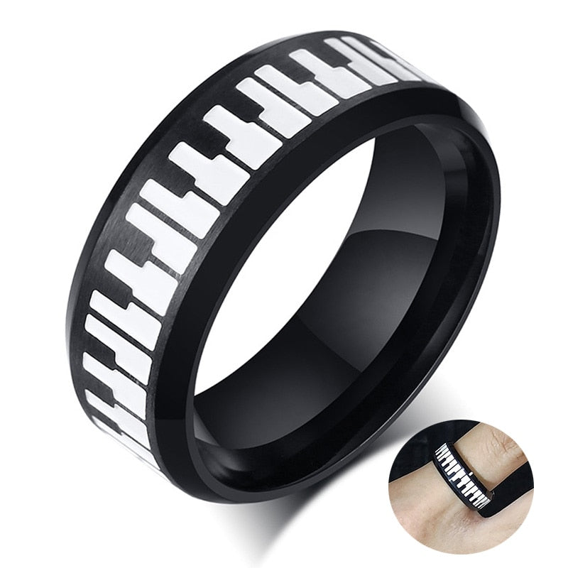 Artistic Piano Keys Black Ring