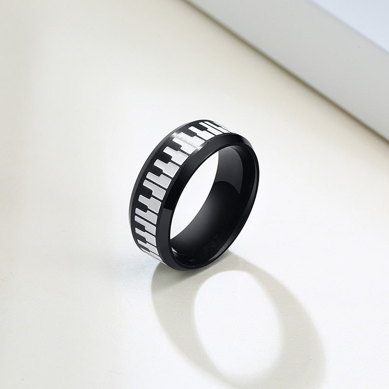 Artistic Piano Keys Black Ring