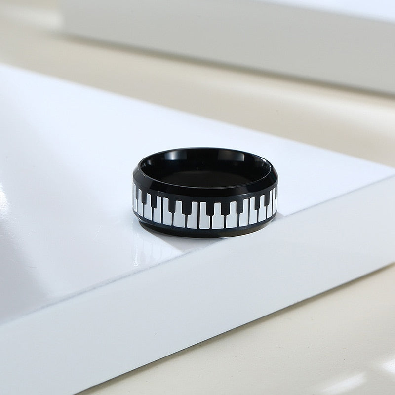Artistic Piano Keys Black Ring