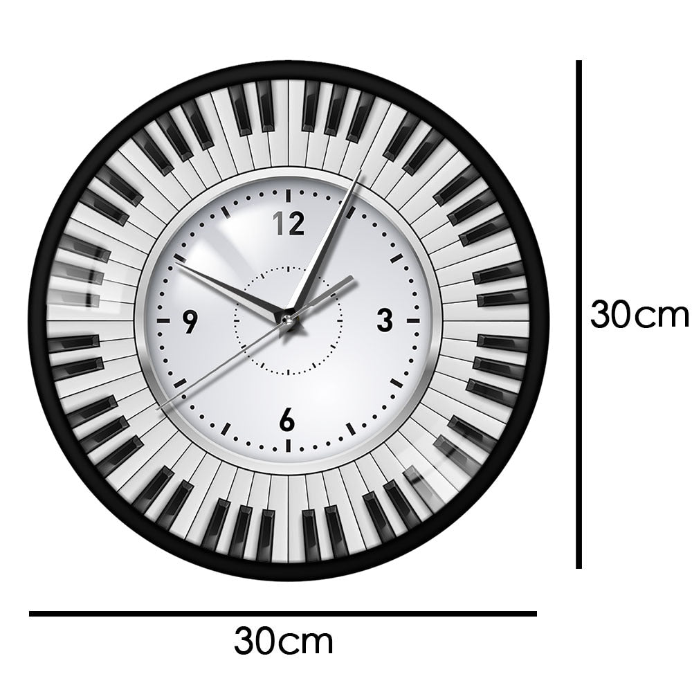 Piano Keys Black Frame Wall Clock
