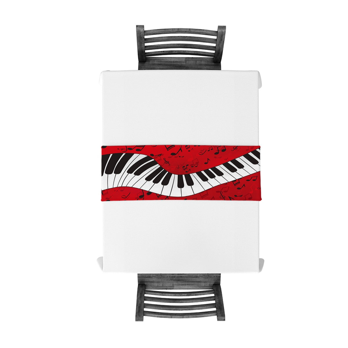 Piano Music Notes Red Table Runner