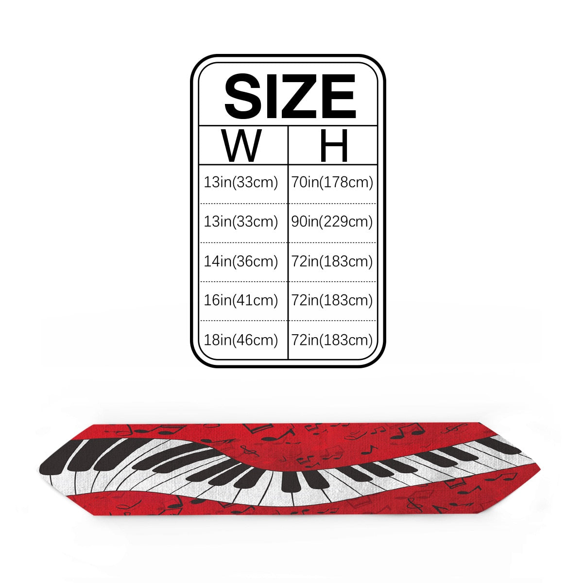 Piano Music Notes Red Table Runner