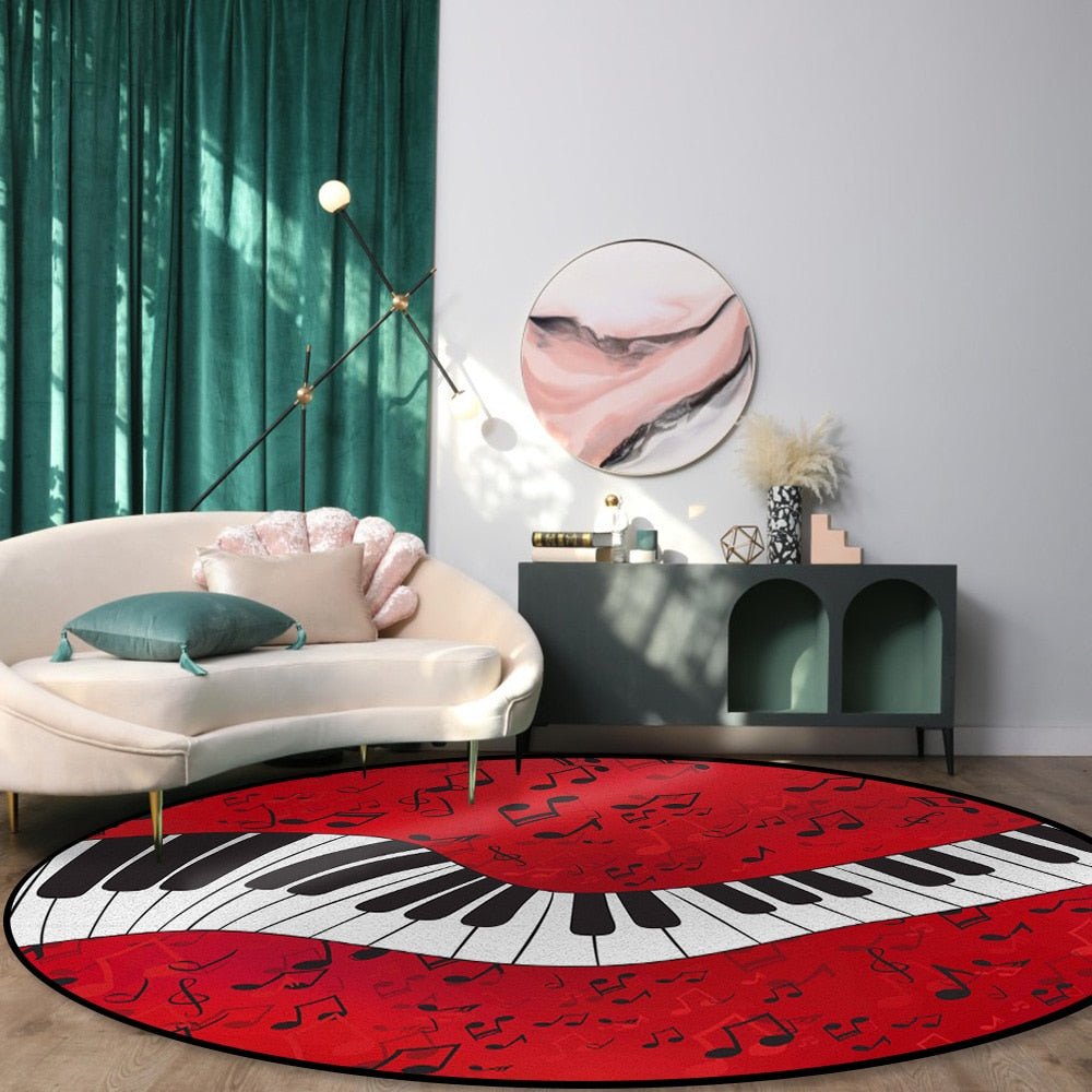 Red Music Piano Keys Rug