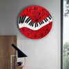 Red Piano Music Notes Wall Clock