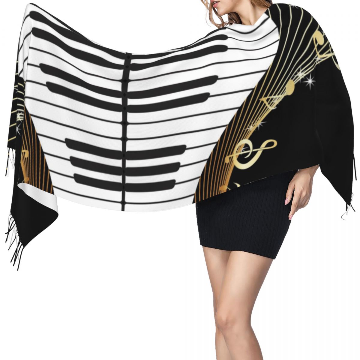 Piano Music Note Long Scarf