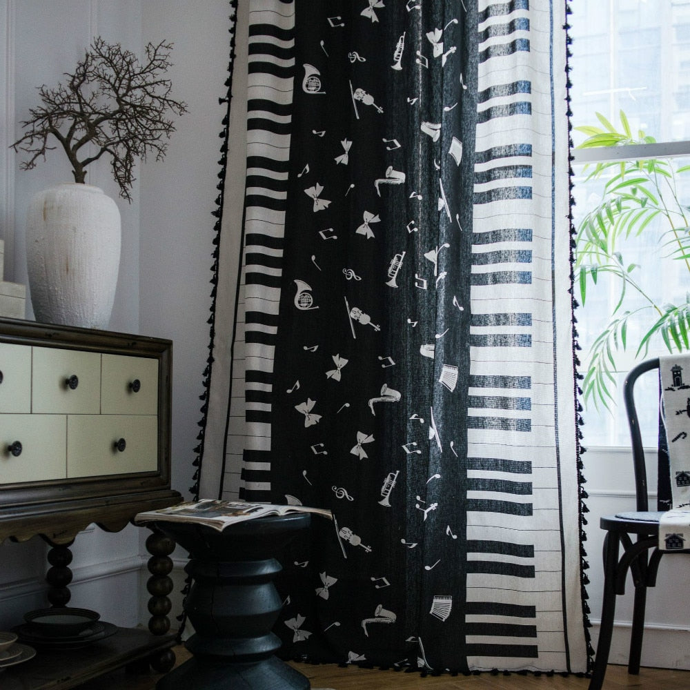 Piano Music Notes Curtain