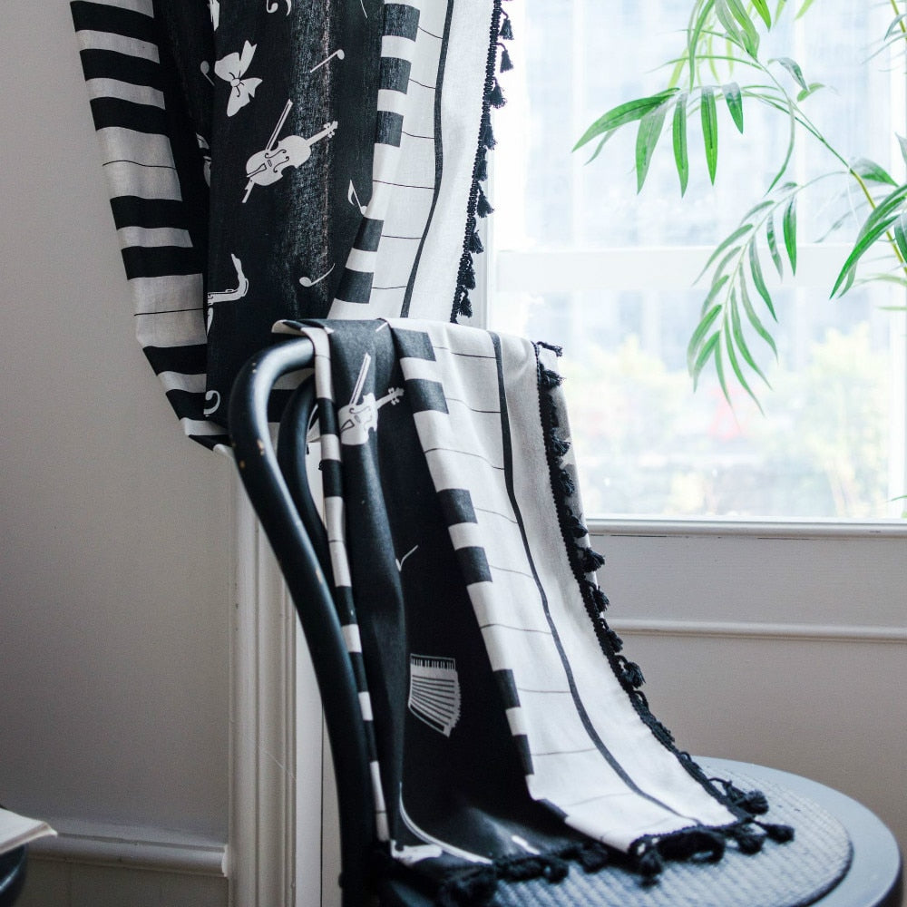 Piano Music Notes Curtain