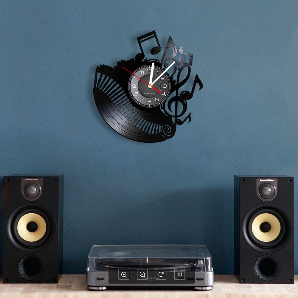 Music Notes Piano Keys Wall Clock
