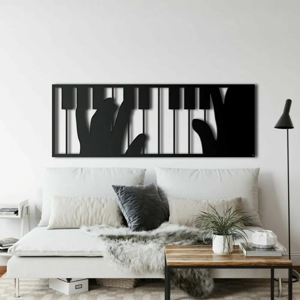 Playing Piano Metal Music Wall Art
