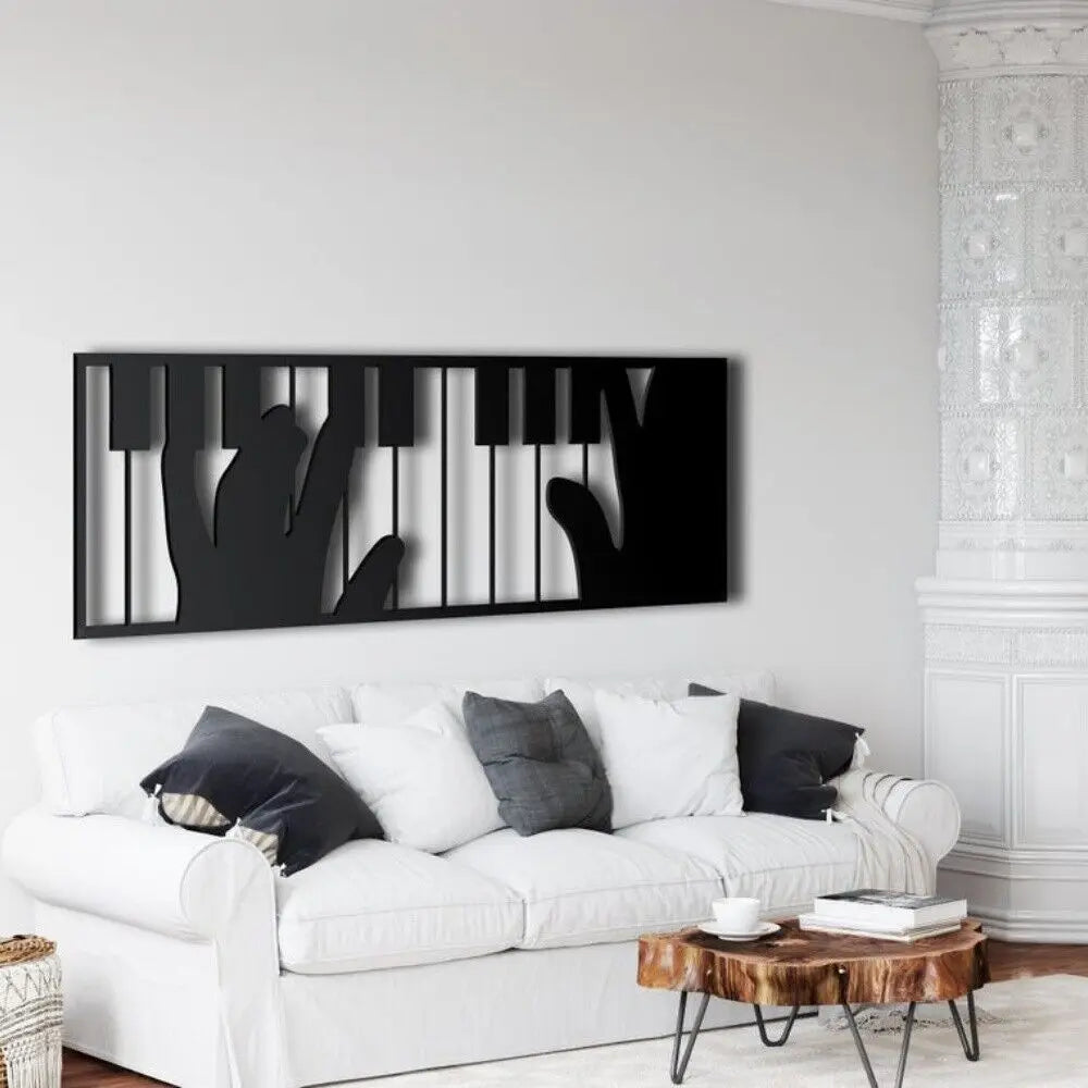 Playing Piano Metal Music Wall Art