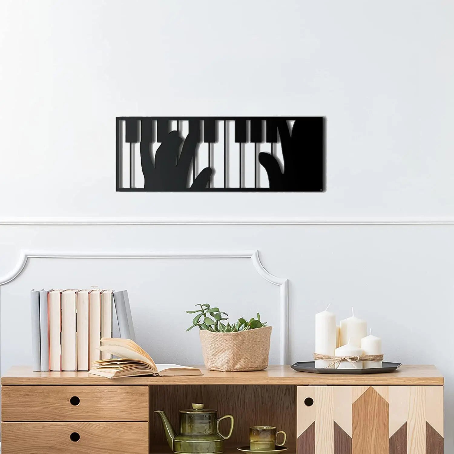 Playing Piano Metal Music Wall Art