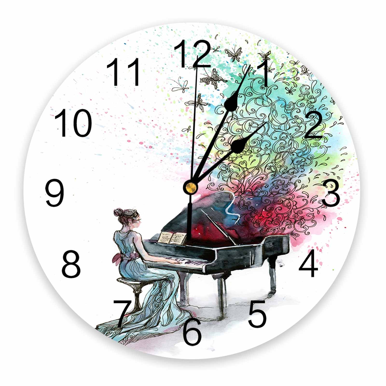 Piano Music Butterfly Wall Clock