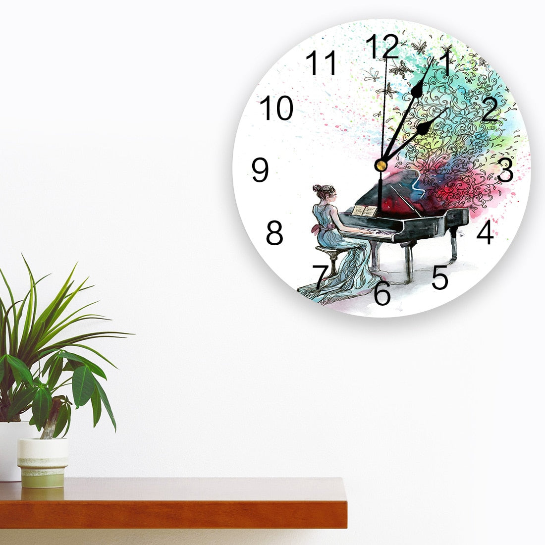 Piano Music Butterfly Wall Clock