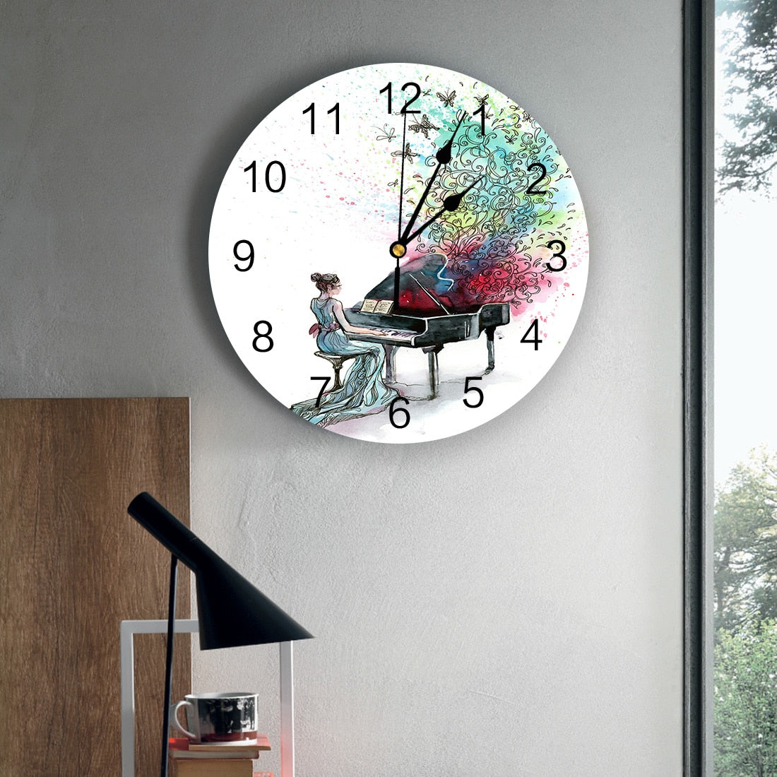 Piano Music Butterfly Wall Clock