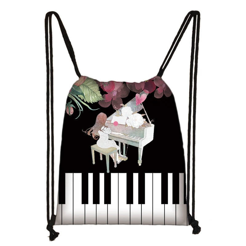 Piano/Guitar/Music Notes Drawstring Bag