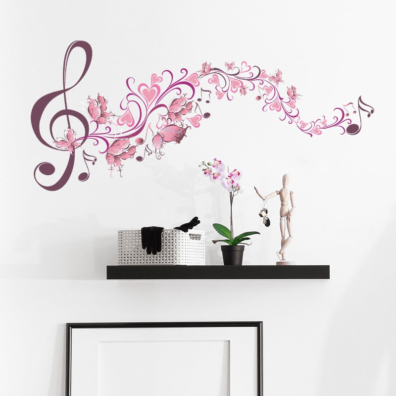 Pink Music Flower Wall Sticker