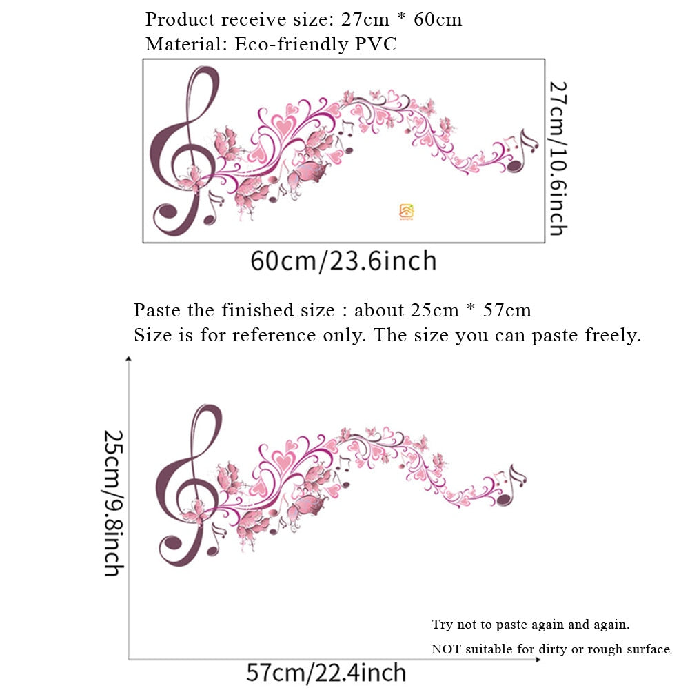 Pink Music Flower Wall Sticker