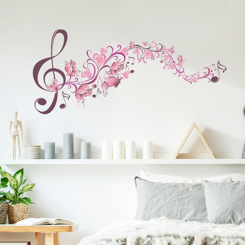 Pink Music Flower Wall Sticker