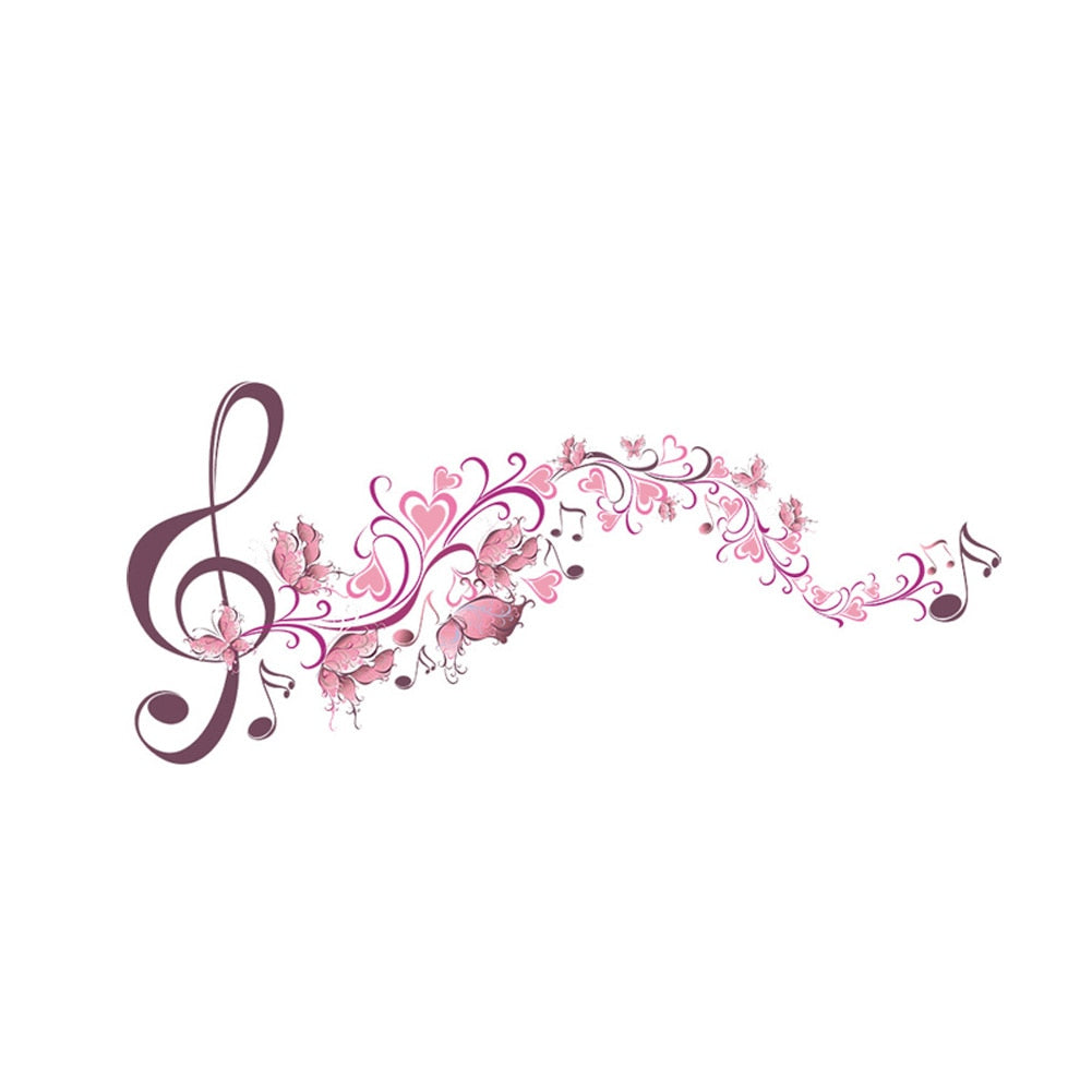Pink Music Flower Wall Sticker