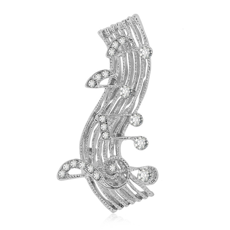 Elegant Crystal Music Note Brooch