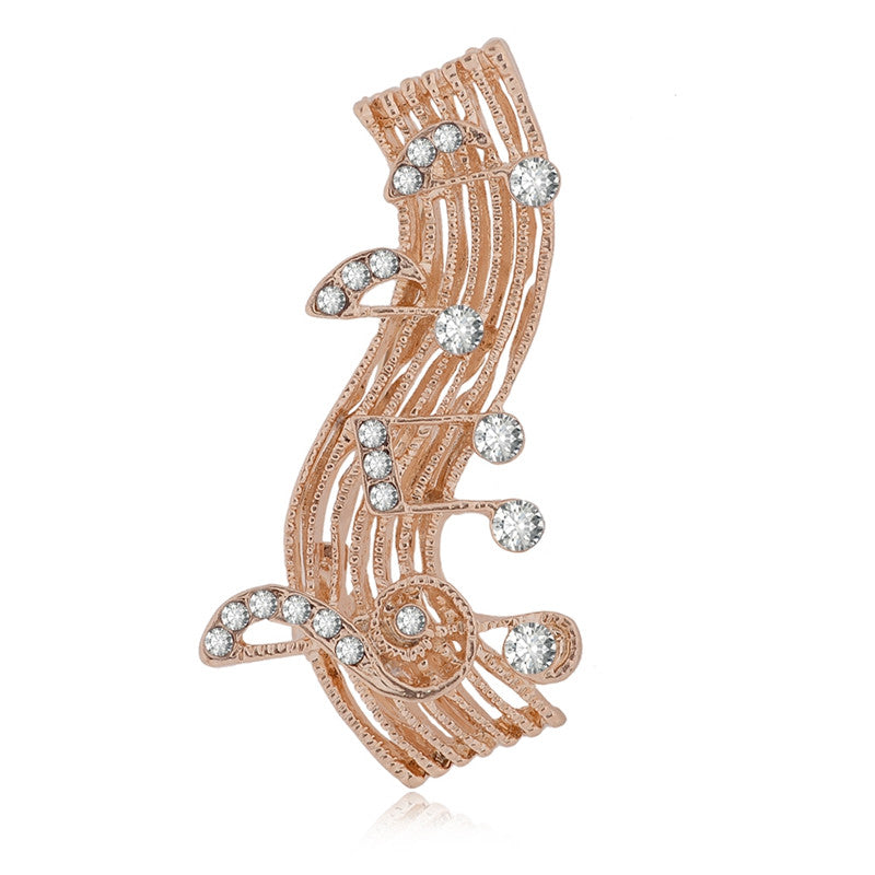 Elegant Crystal Music Note Brooch