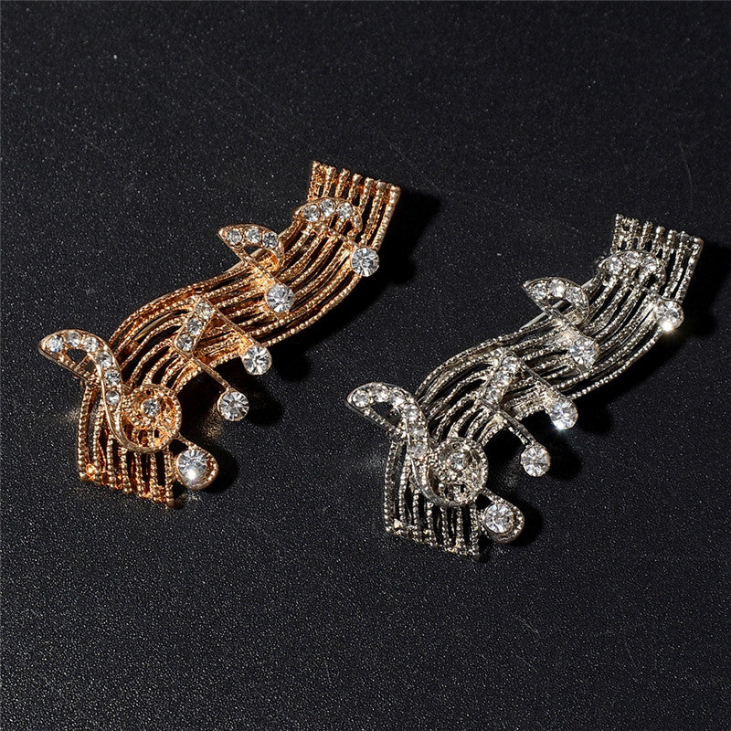 Elegant Crystal Music Note Brooch