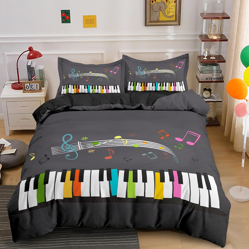 Colorful Piano Keyboard Bedding Set