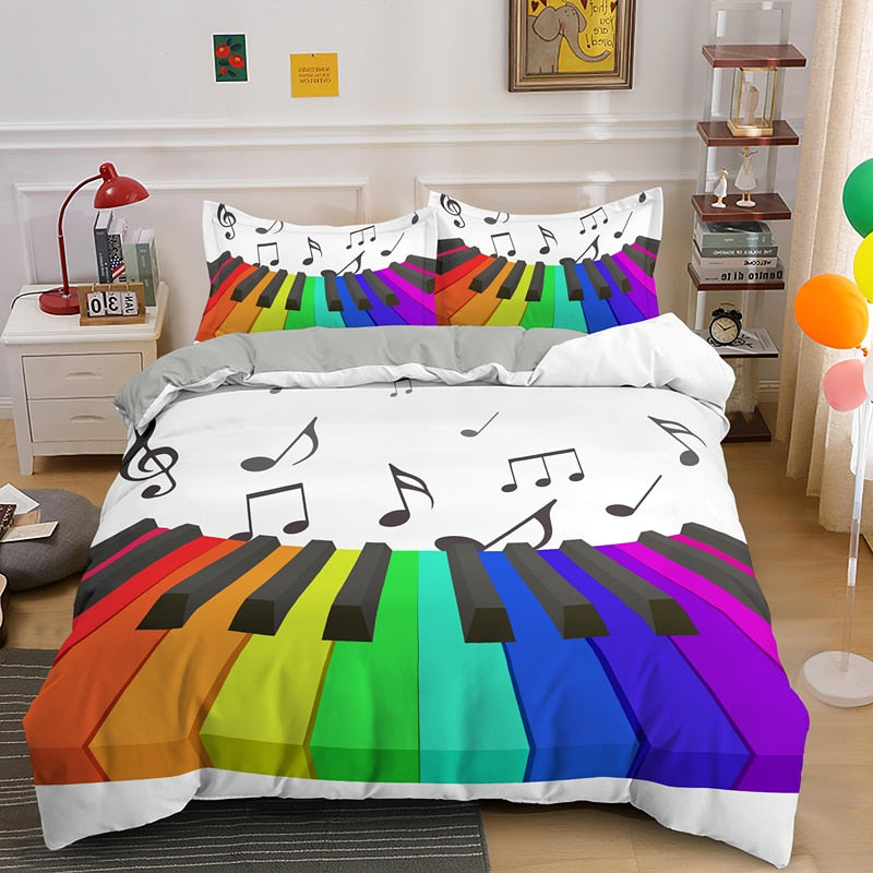 Colorful Piano Keyboard Bedding Set