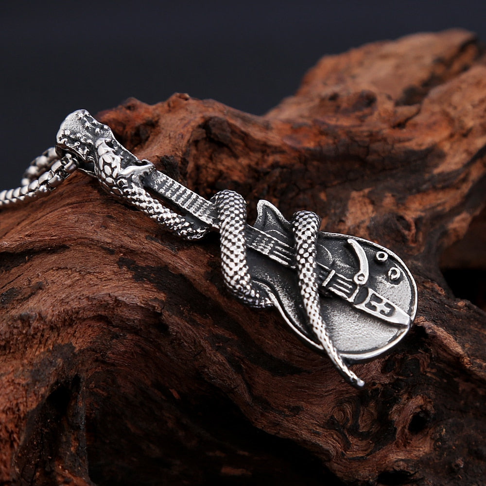 Vintage Snake & Guitar Necklace