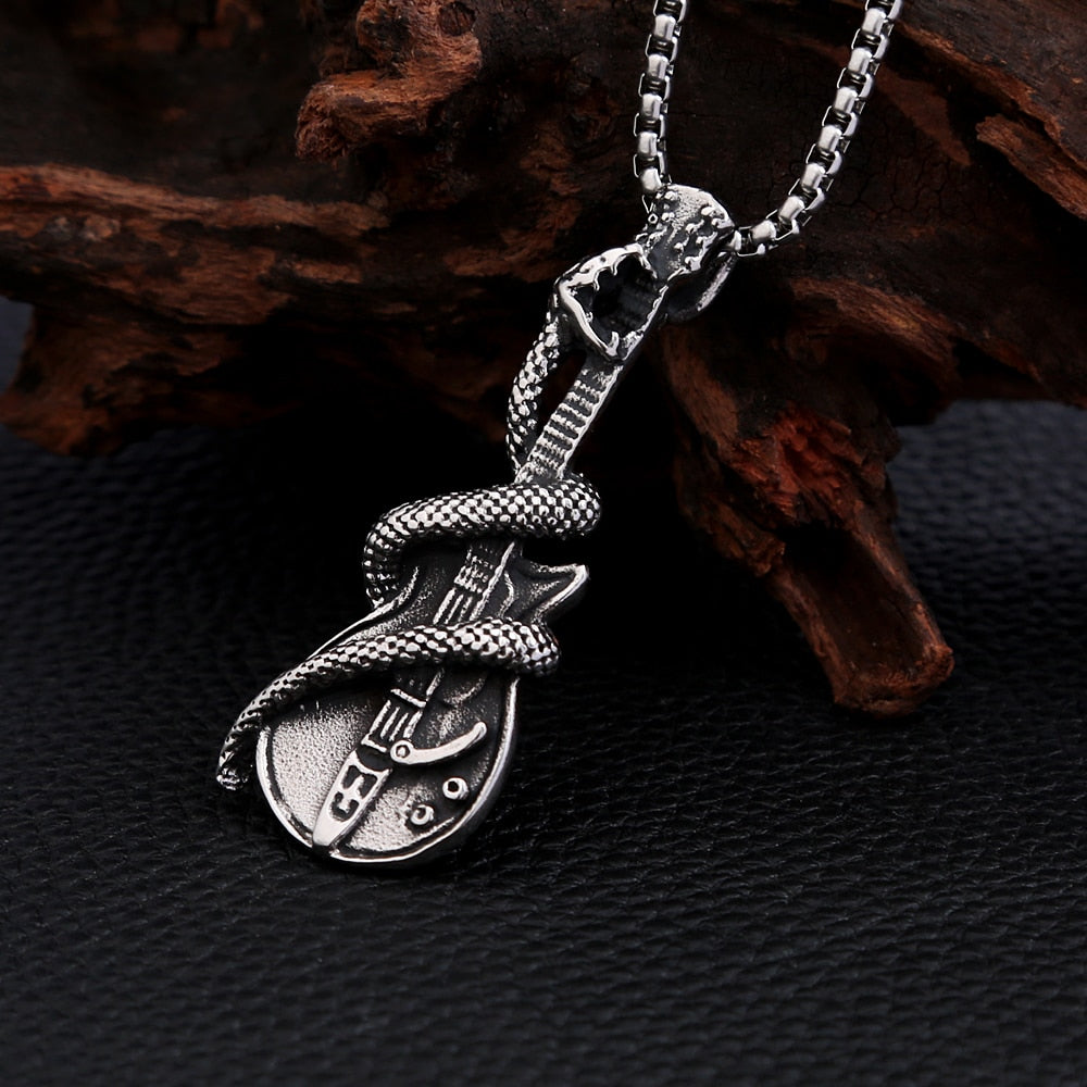 Vintage Snake & Guitar Necklace