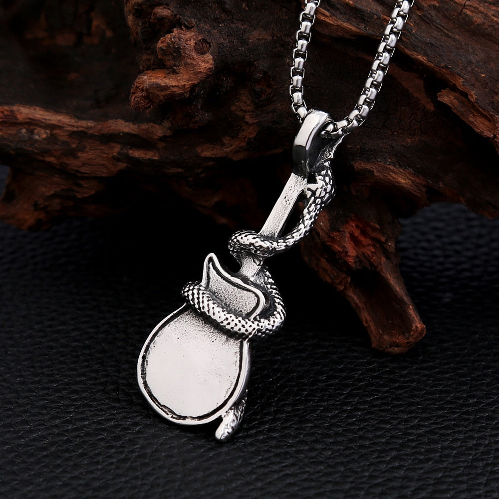 Vintage Snake & Guitar Necklace