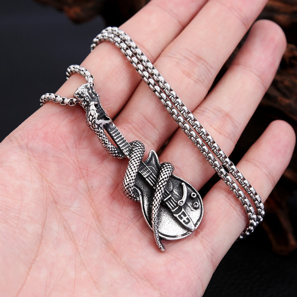 Vintage Snake & Guitar Necklace