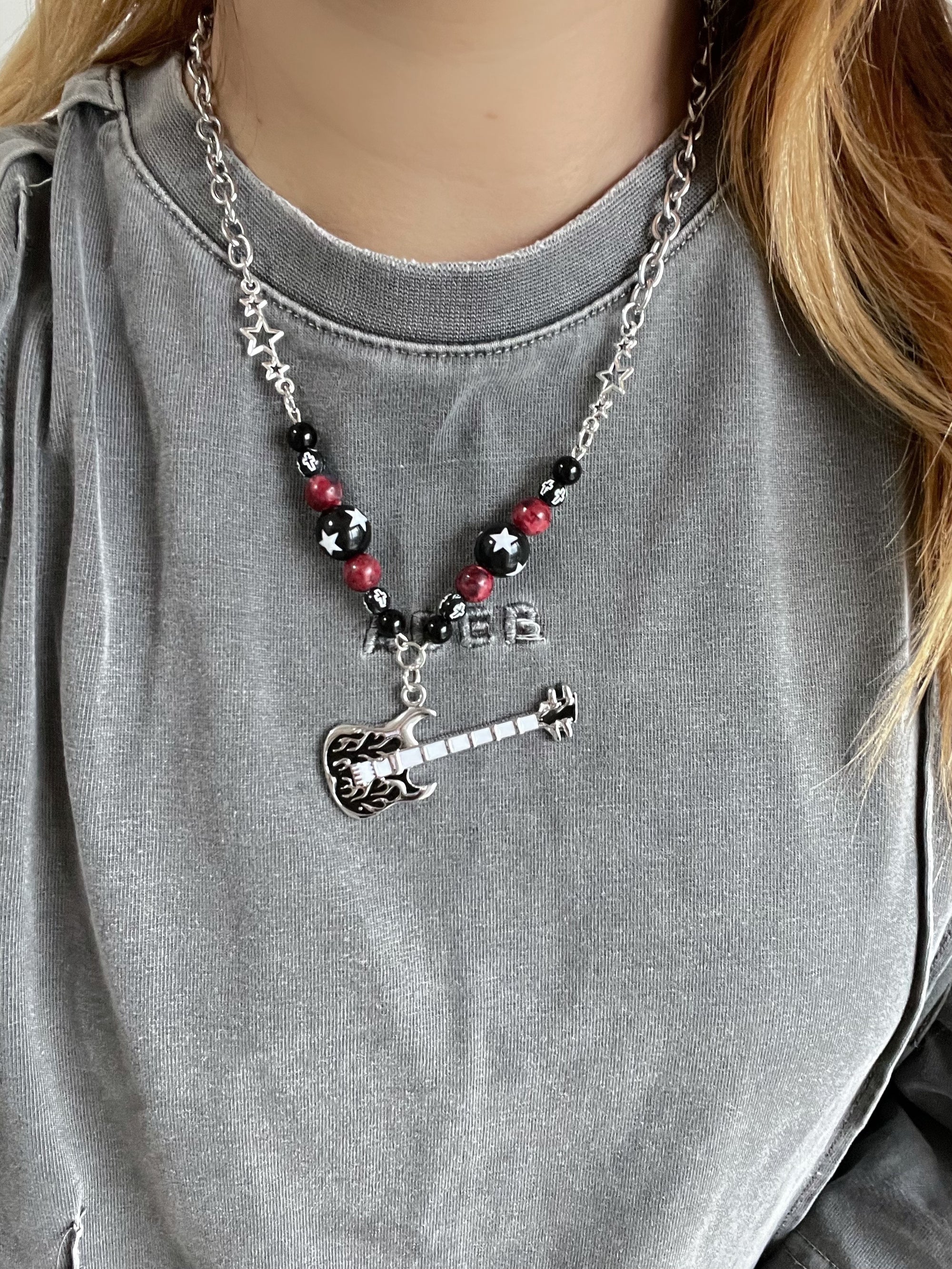 Rock Flame Guitar Necklace