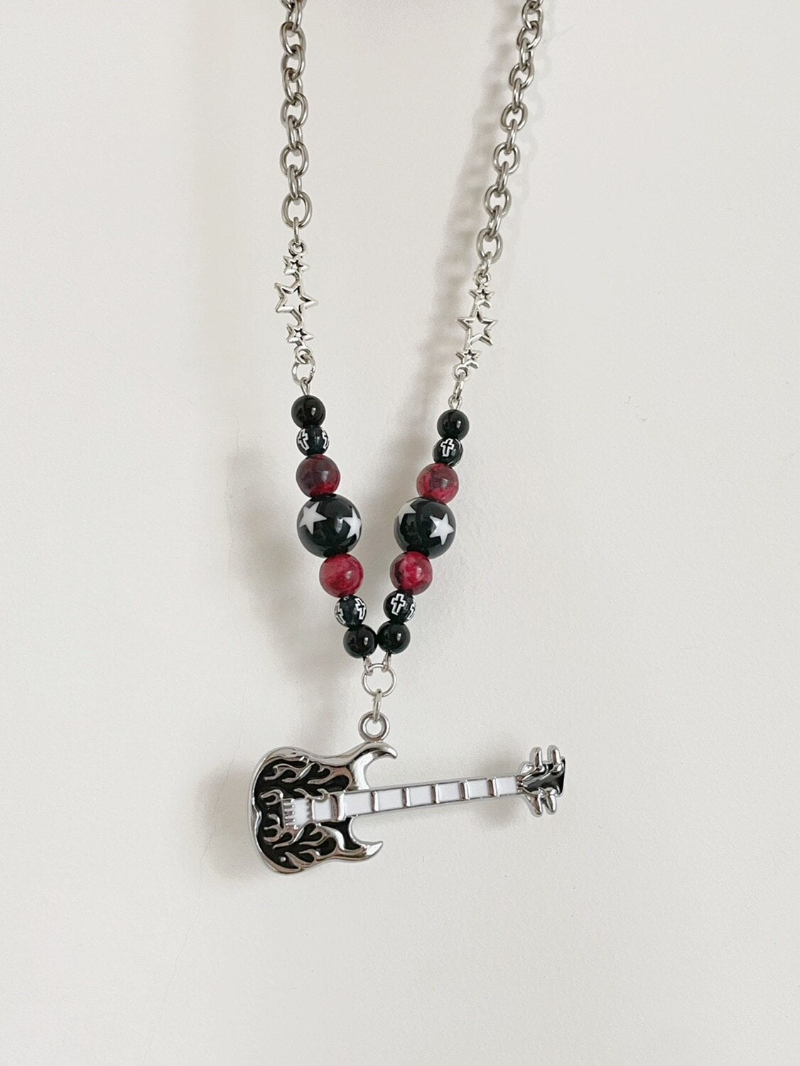 Rock Flame Guitar Necklace