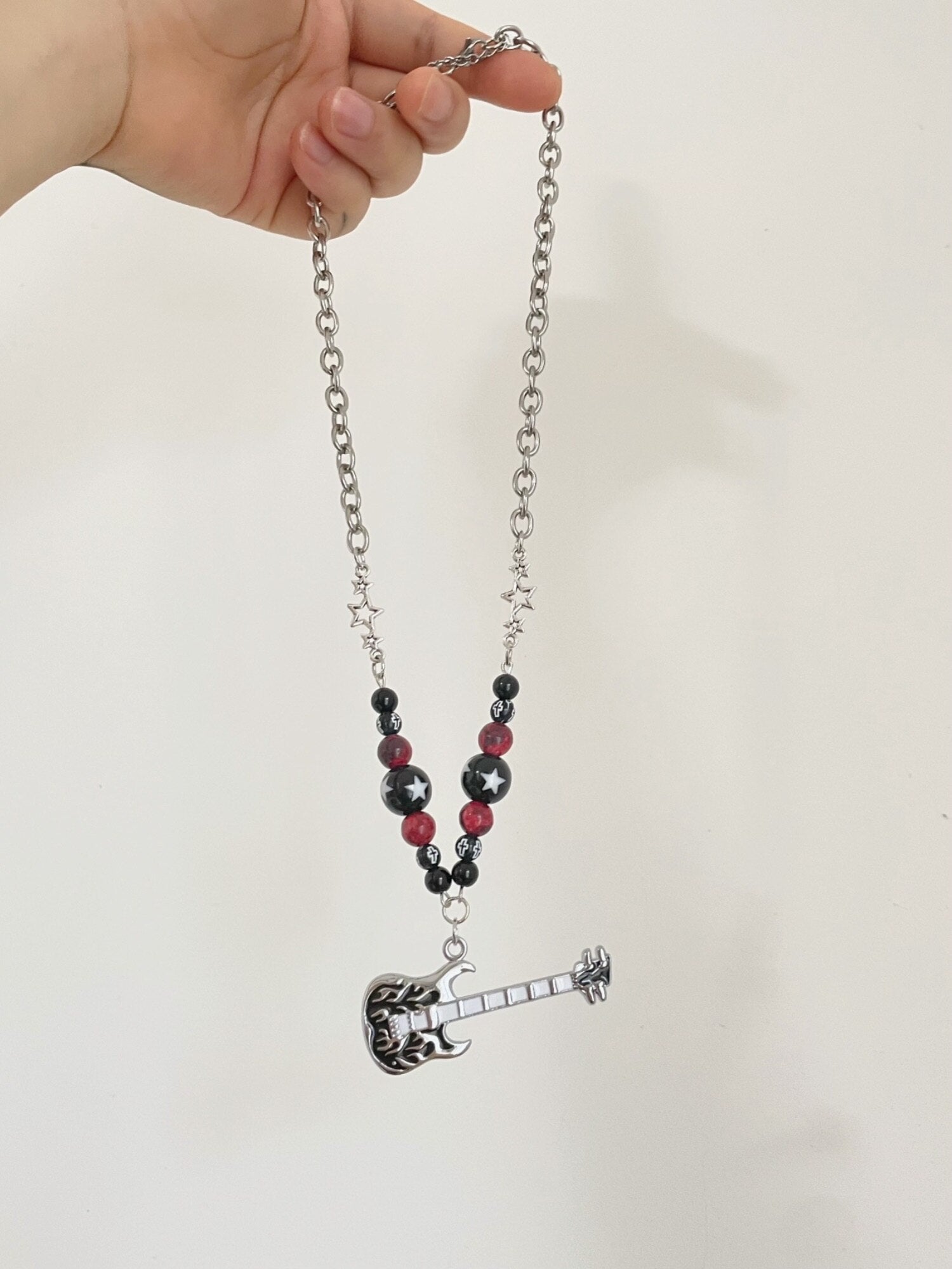 Rock Flame Guitar Necklace