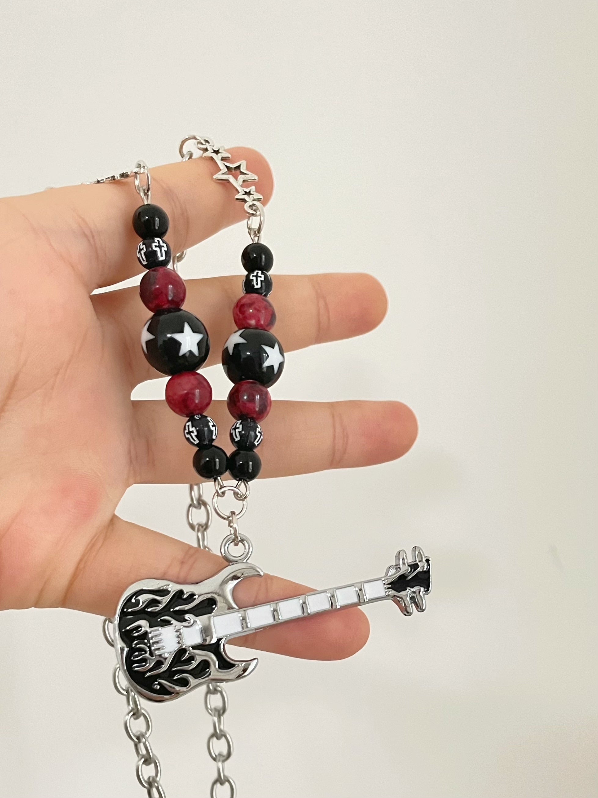 Rock Flame Guitar Necklace