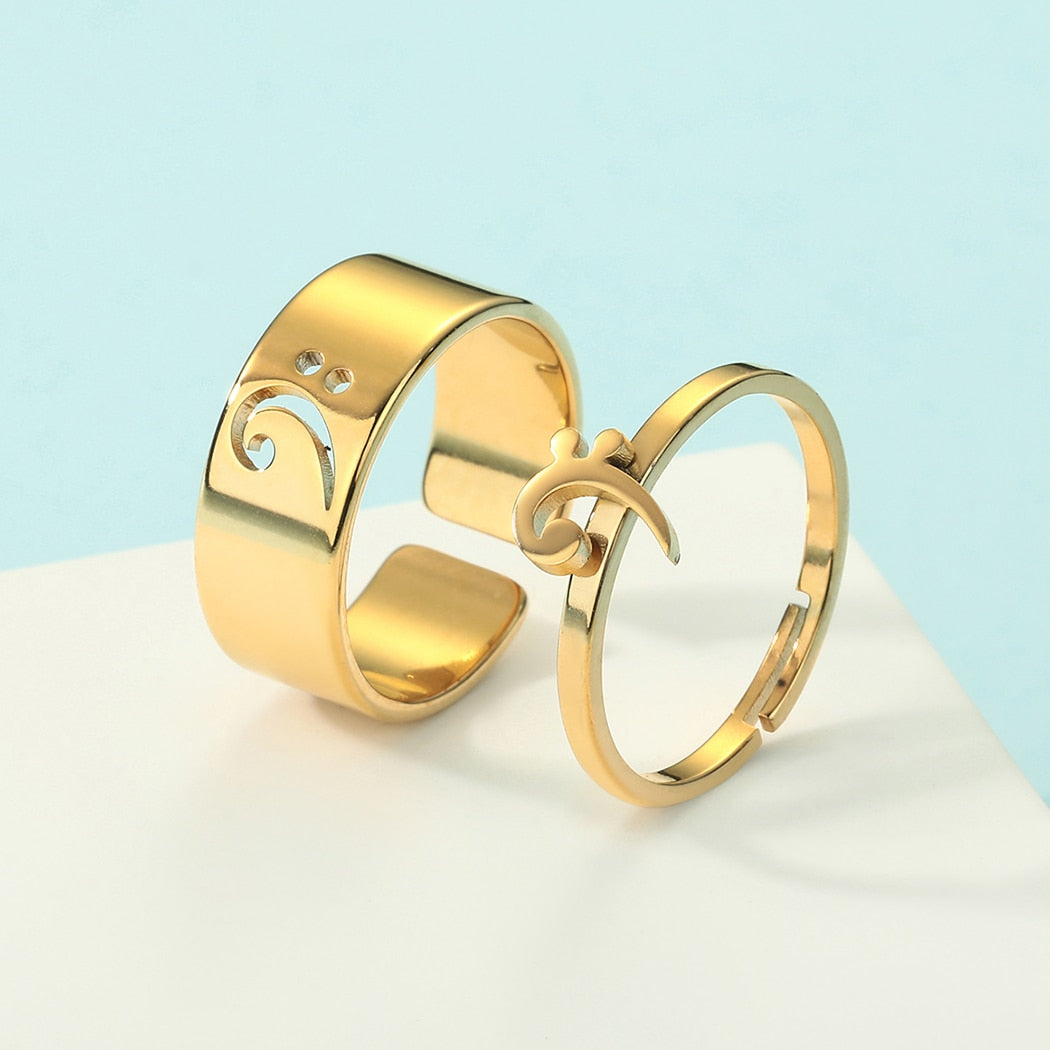 Stainless Steel Music Note Couple Ring