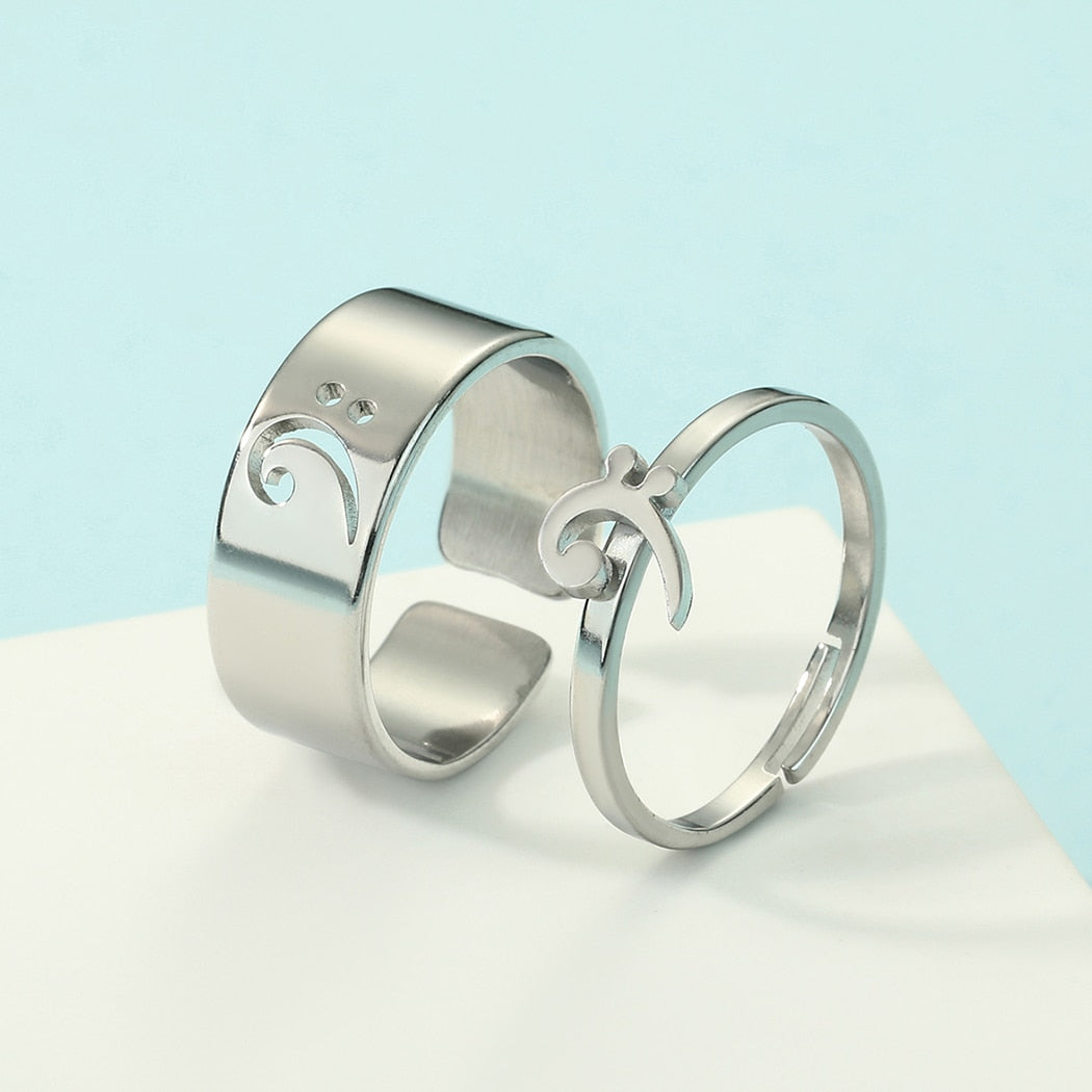 Stainless Steel Music Note Couple Ring
