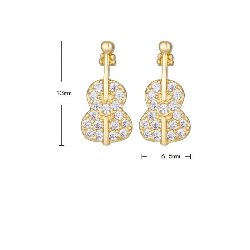 Elegant Rhinestone Violin Earrings